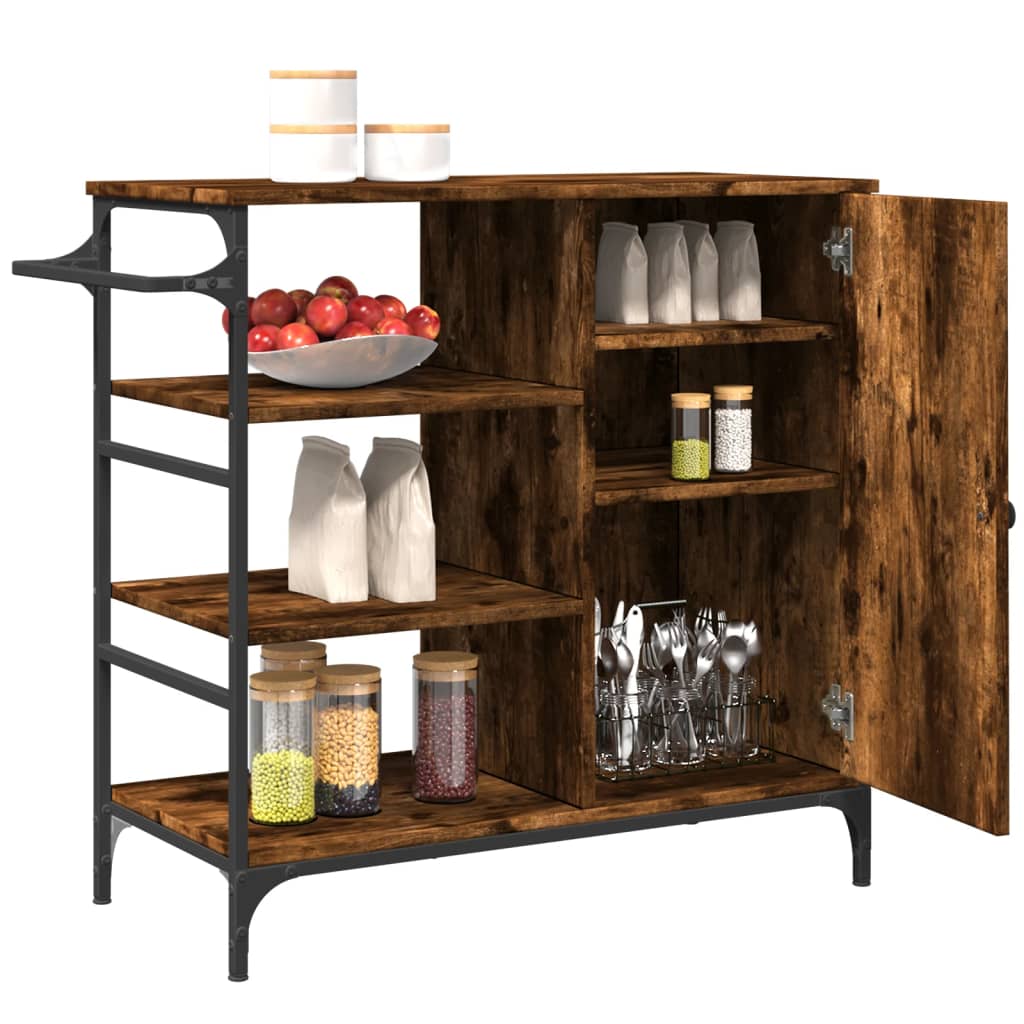 Kitchen trolley smoked oak 87.5x38.5x84.5 cm wood material