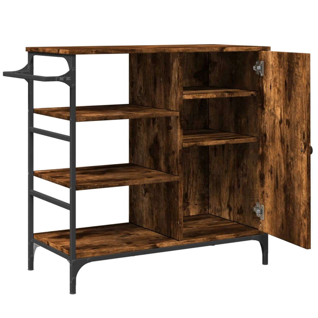 Kitchen trolley smoked oak 87.5x38.5x84.5 cm wood material