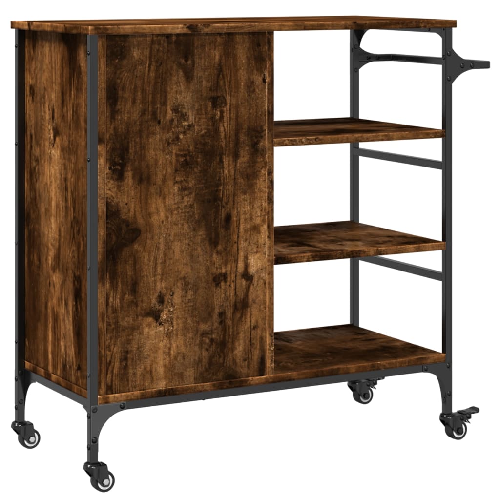 Kitchen trolley smoked oak 87.5x38.5x84.5 cm wood material