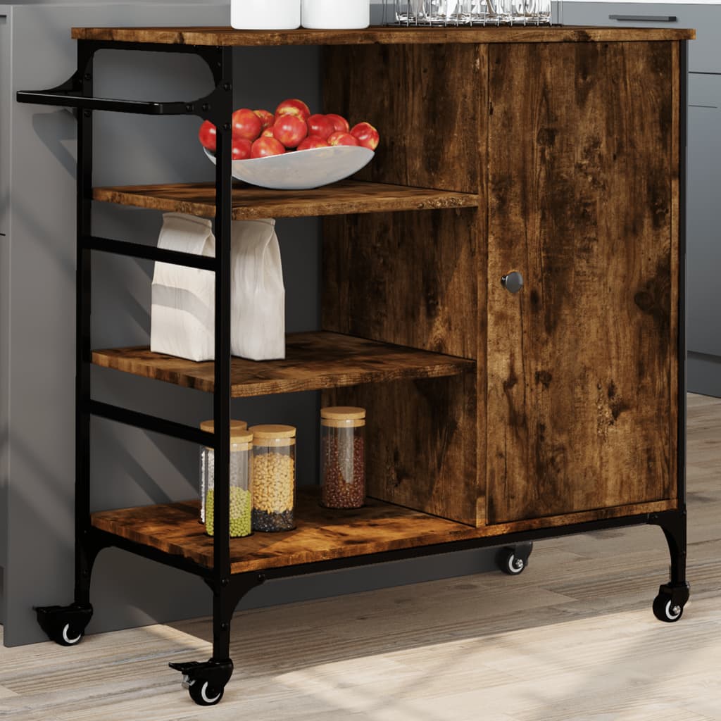 Kitchen trolley smoked oak 87.5x38.5x84.5 cm wood material