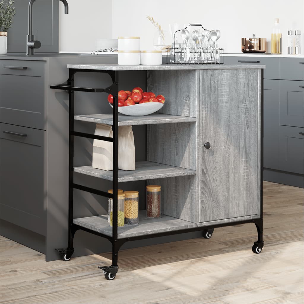 Kitchen Cart Grey Sonoma 87.5x38.5x84.5 cm Wood Material