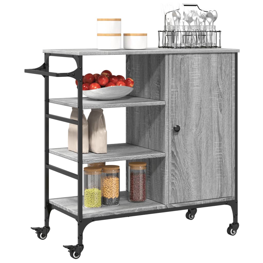 Kitchen Cart Grey Sonoma 87.5x38.5x84.5 cm Wood Material