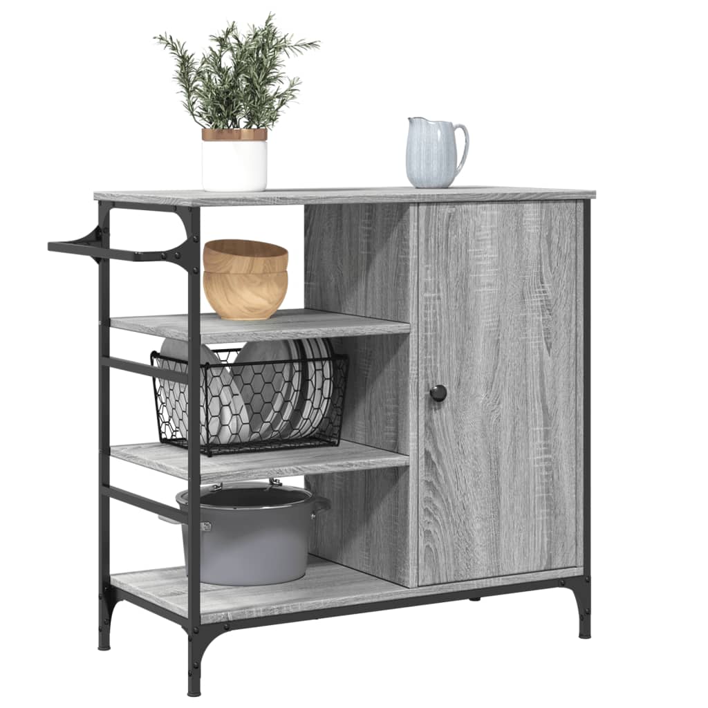 Kitchen Cart Grey Sonoma 87.5x38.5x84.5 cm Wood Material