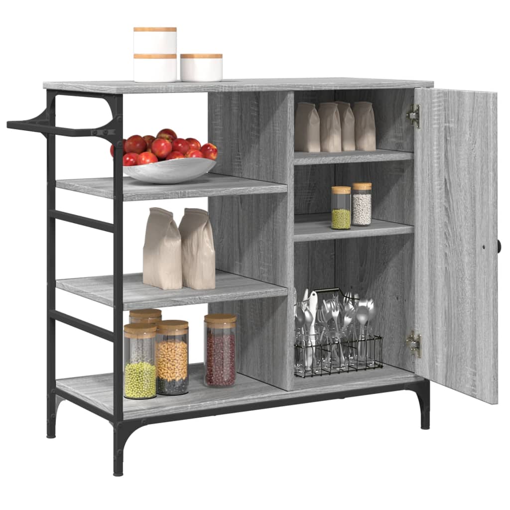 Kitchen Cart Grey Sonoma 87.5x38.5x84.5 cm Wood Material