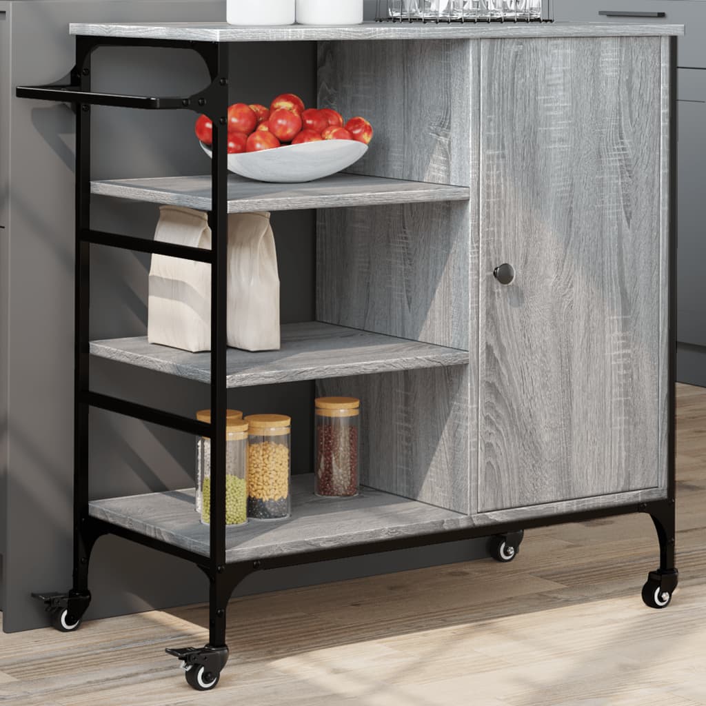 Kitchen Cart Grey Sonoma 87.5x38.5x84.5 cm Wood Material