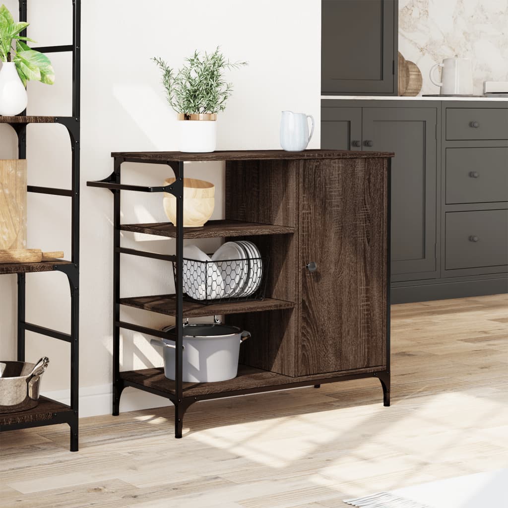 Kitchen trolley brown oak look 87.5x38.5x84.5 cm wood material