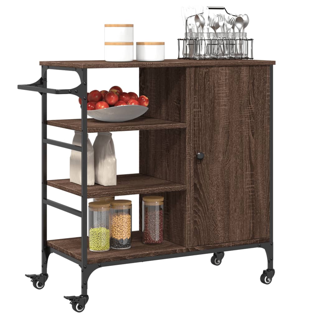 Kitchen trolley brown oak look 87.5x38.5x84.5 cm wood material