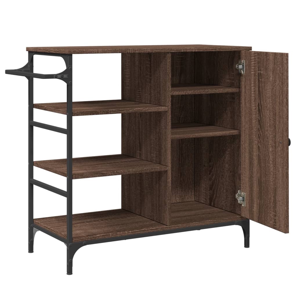 Kitchen trolley brown oak look 87.5x38.5x84.5 cm wood material
