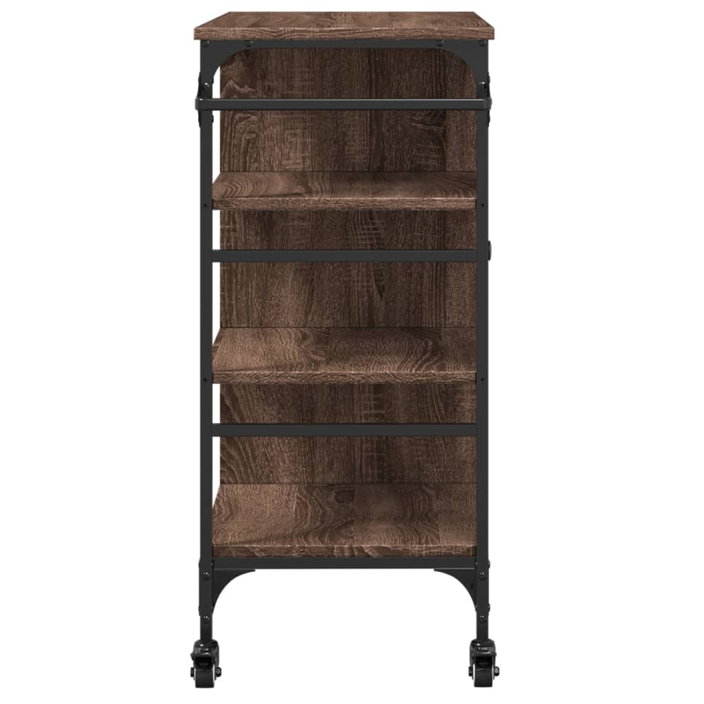 Kitchen trolley brown oak look 87.5x38.5x84.5 cm wood material
