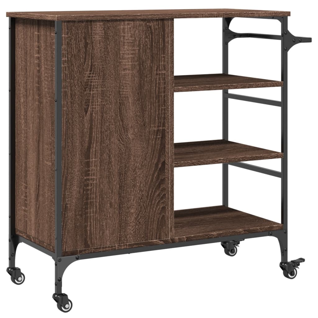Kitchen trolley brown oak look 87.5x38.5x84.5 cm wood material