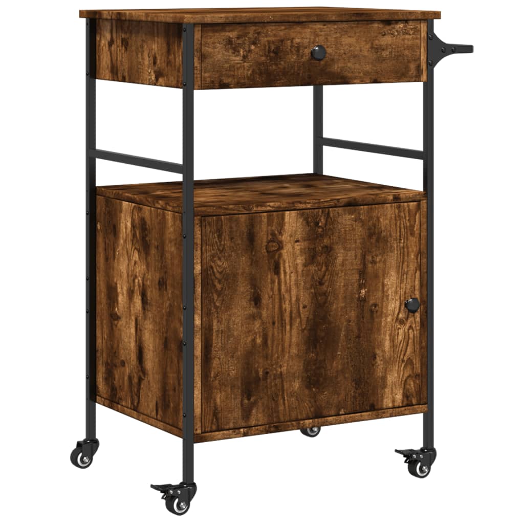 Kitchen trolley smoked oak 56x43x89.5 cm wood material