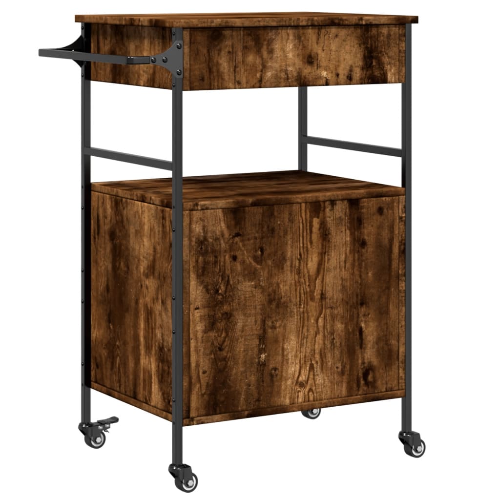 Desserte de cuisine chêne fumé 56x43x89,5 cm en bois