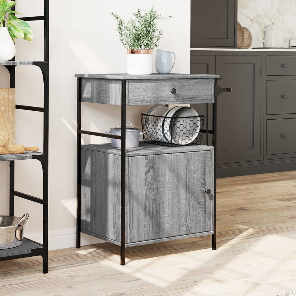 Kitchen Cart Grey Sonoma 56x43x89.5 cm Wood Material