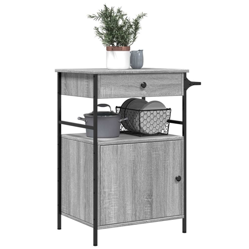 Kitchen Cart Grey Sonoma 56x43x89.5 cm Wood Material