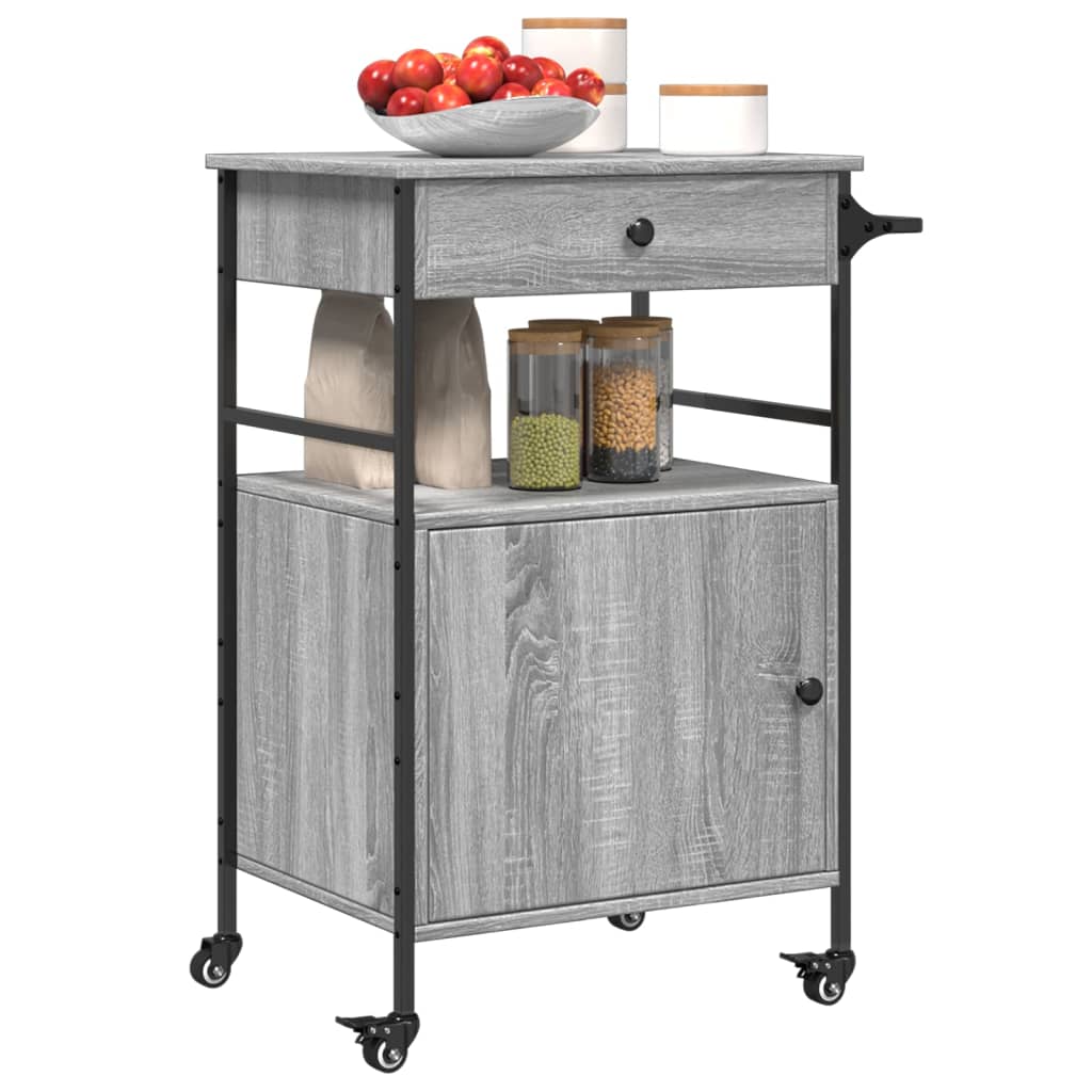 Kitchen Cart Grey Sonoma 56x43x89.5 cm Wood Material