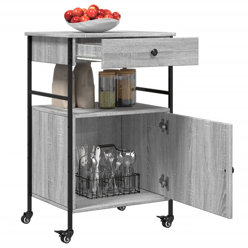 Kitchen Cart Grey Sonoma 56x43x89.5 cm Wood Material