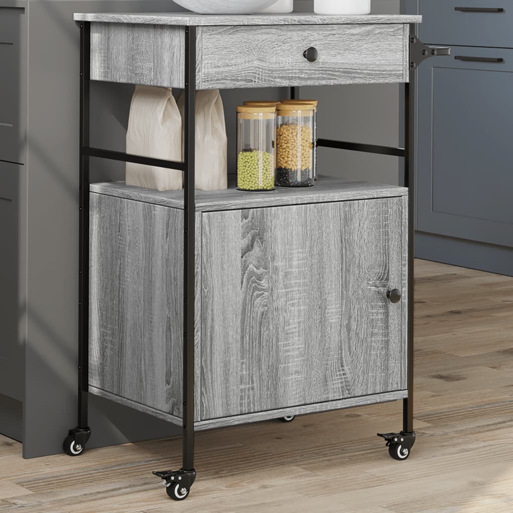 Kitchen Cart Grey Sonoma 56x43x89.5 cm Wood Material