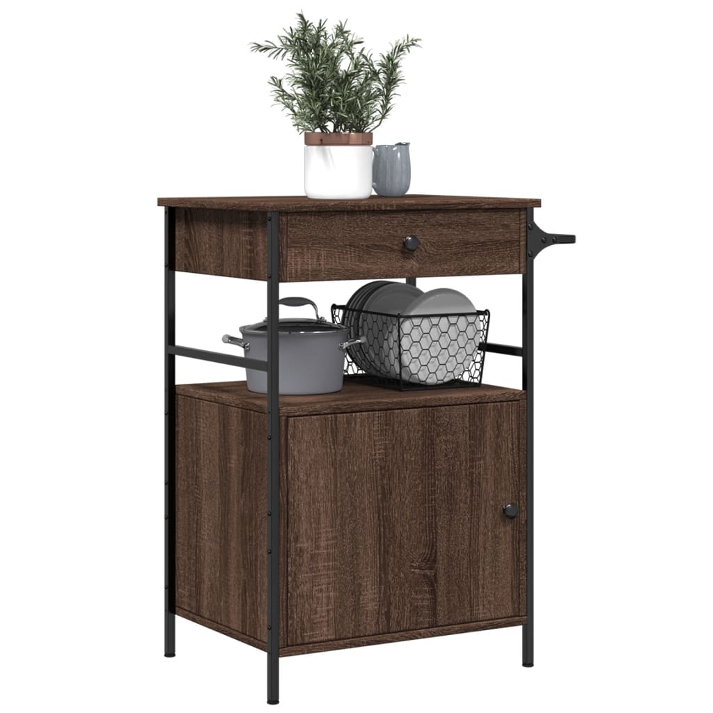 Kitchen trolley brown oak look 56x43x89.5 cm wood material