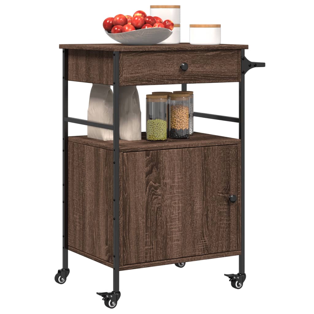 Kitchen trolley brown oak look 56x43x89.5 cm wood material