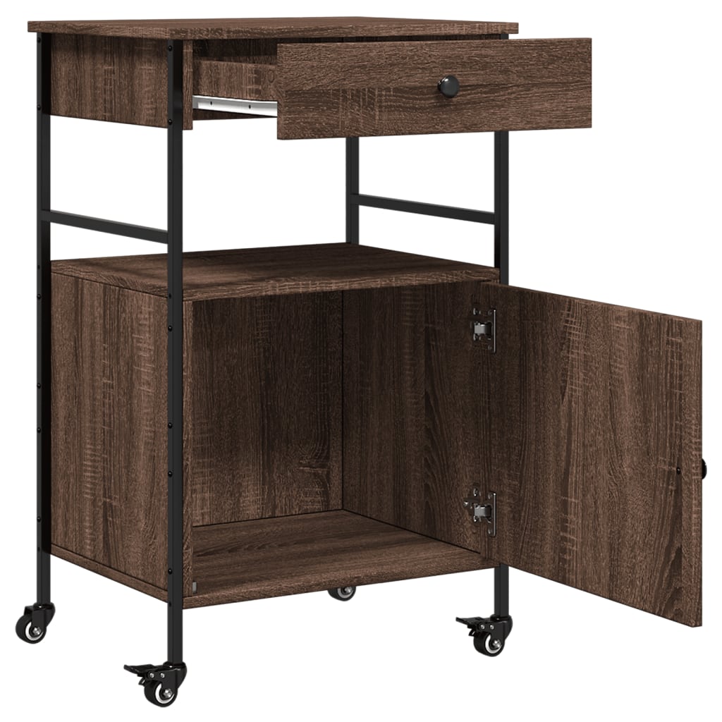 Kitchen trolley brown oak look 56x43x89.5 cm wood material