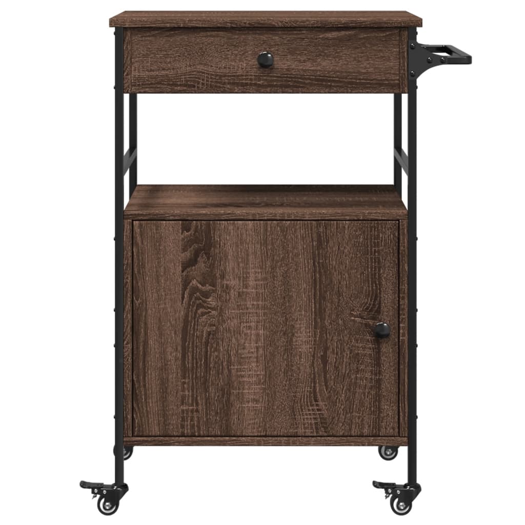 Kitchen trolley brown oak look 56x43x89.5 cm wood material