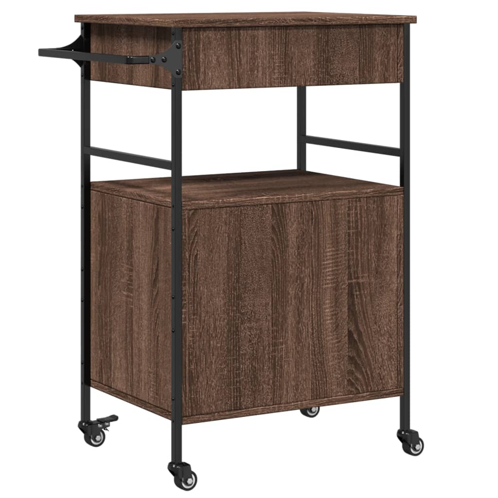 Kitchen trolley brown oak look 56x43x89.5 cm wood material