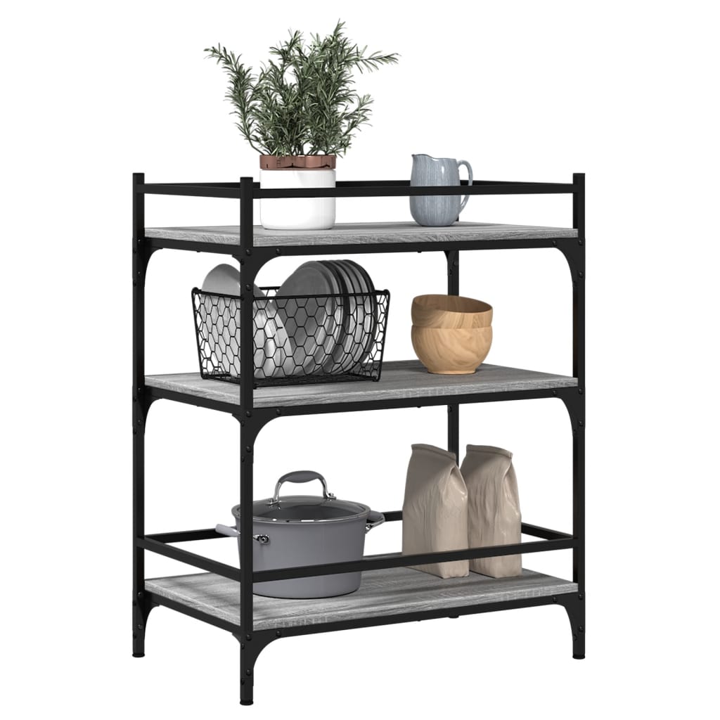 Kitchen Cart Grey Sonoma 65x40x86.5 cm Wood Material