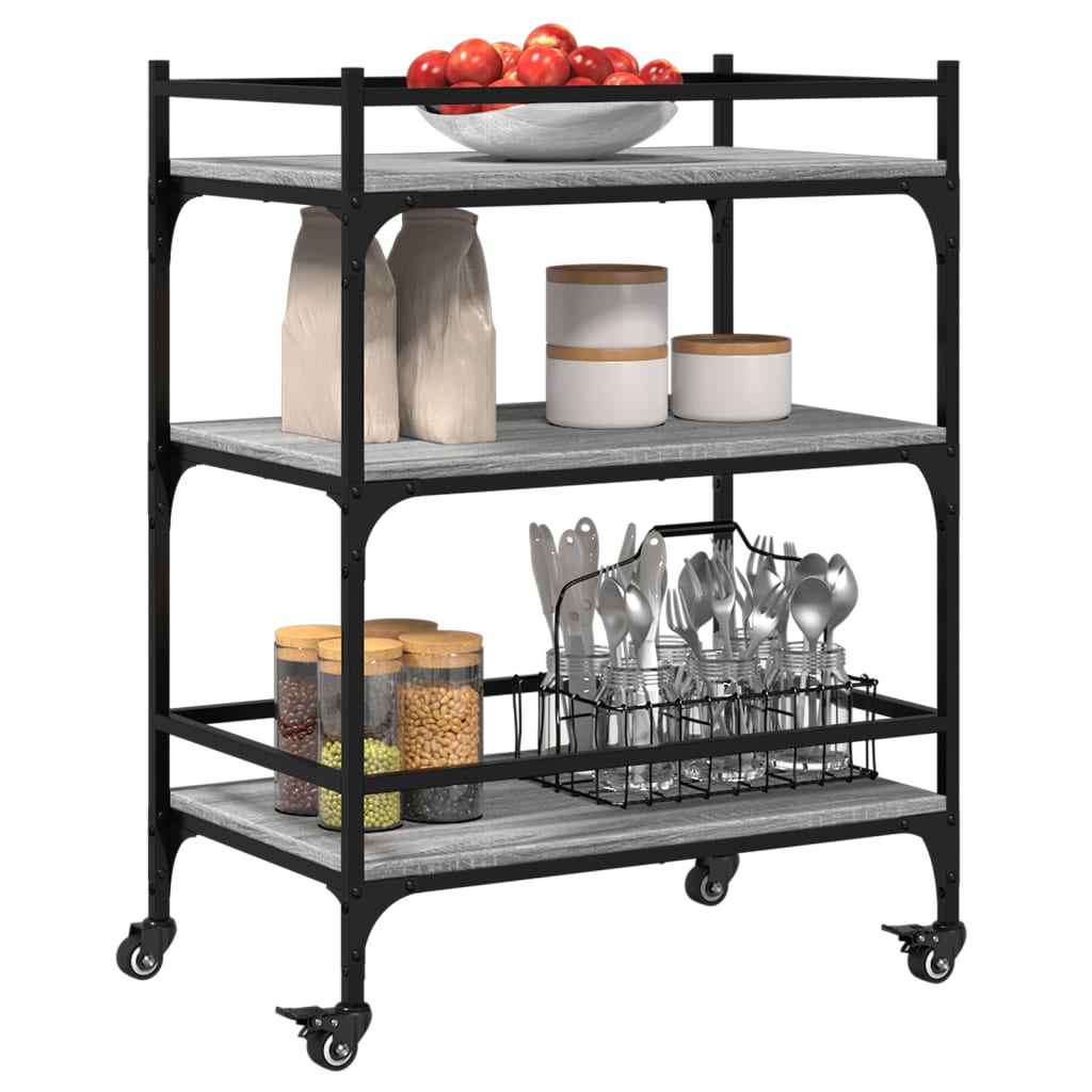 Kitchen Cart Grey Sonoma 65x40x86.5 cm Wood Material