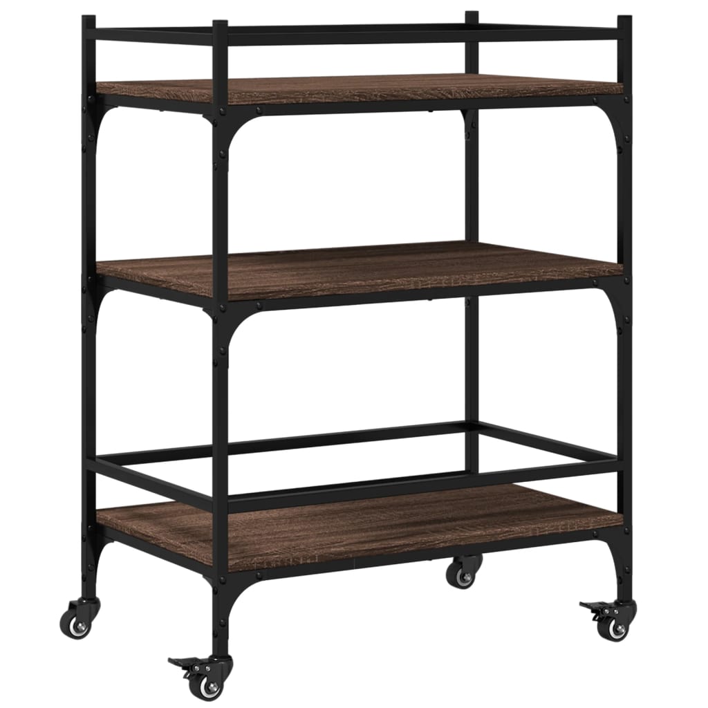 Kitchen trolley brown oak look 65x40x86.5 cm wood material