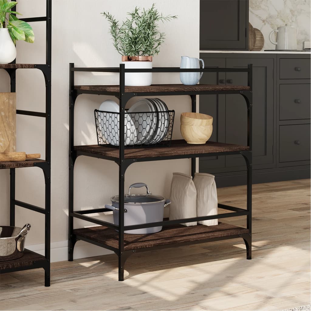 Kitchen trolley brown oak look 65x40x86.5 cm wood material