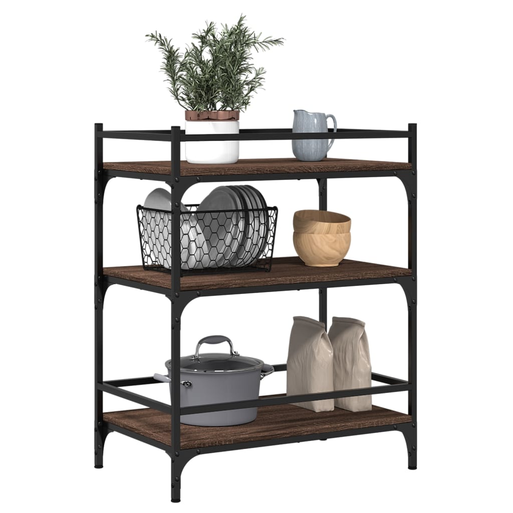 Kitchen trolley brown oak look 65x40x86.5 cm wood material