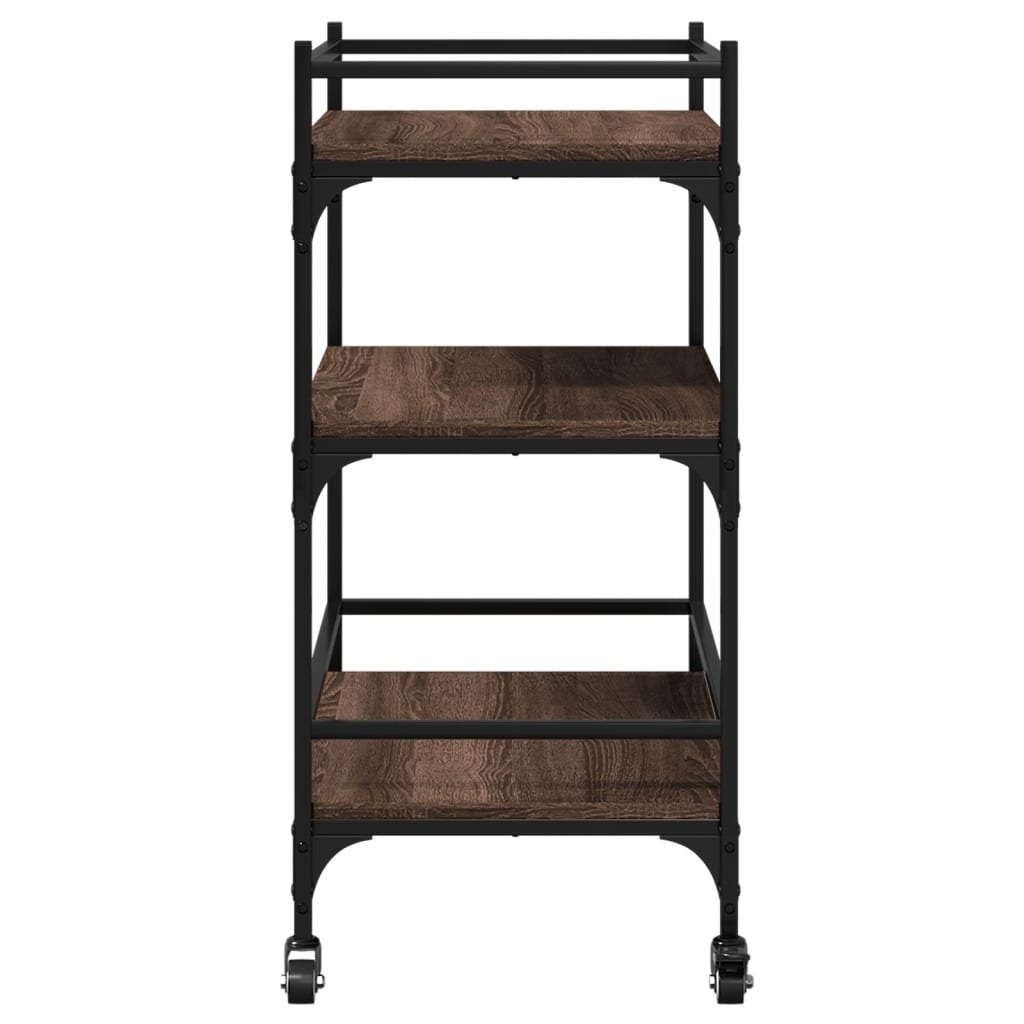Kitchen trolley brown oak look 65x40x86.5 cm wood material