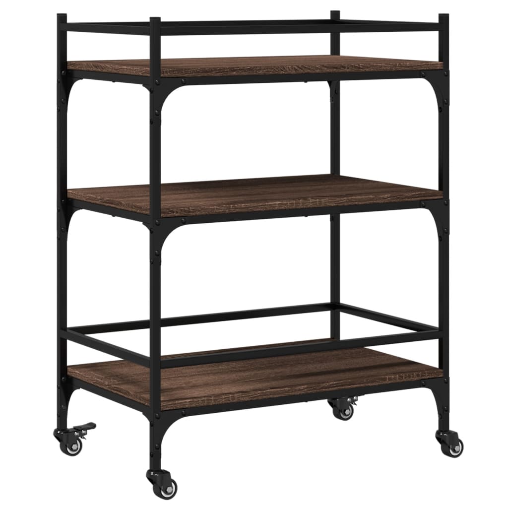 Kitchen trolley brown oak look 65x40x86.5 cm wood material