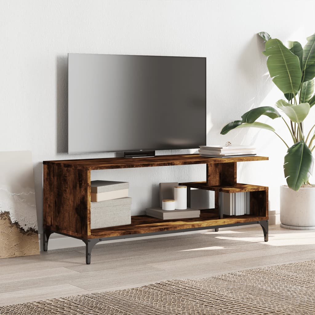 Meuble TV chêne fumé 102x40x41 cm en bois et acier