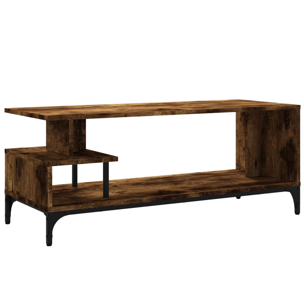 Meuble TV chêne fumé 102x40x41 cm en bois et acier
