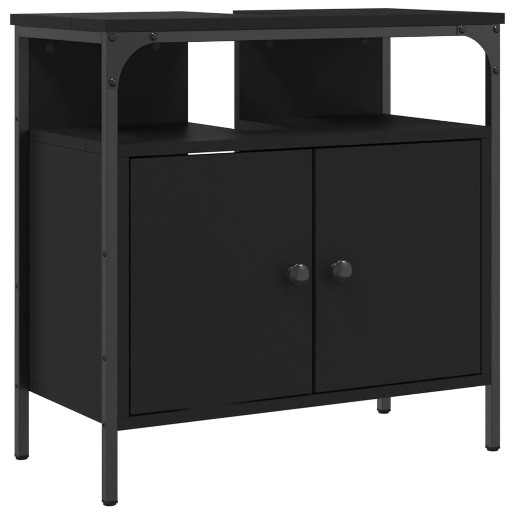 Washbasin Cabinet Black 60x30x60 cm Wood Material