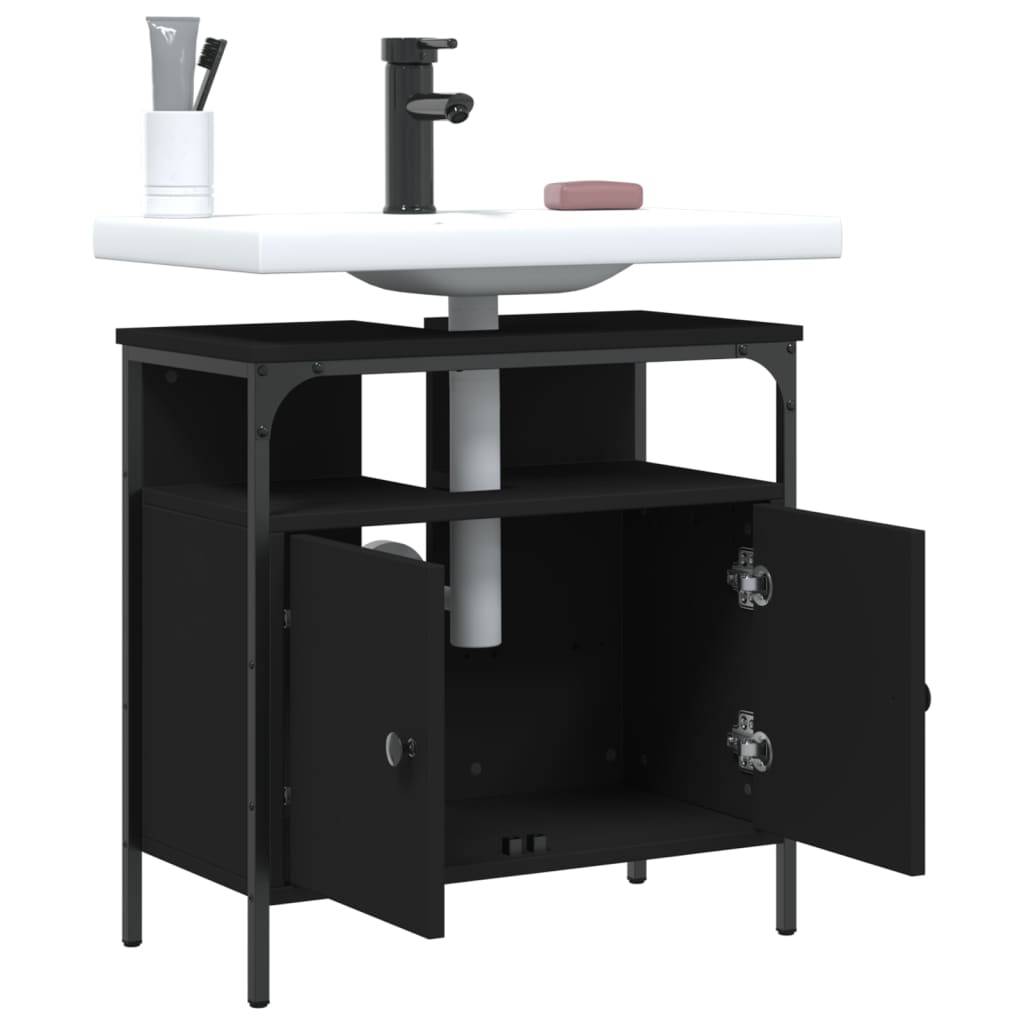 Washbasin Cabinet Black 60x30x60 cm Wood Material