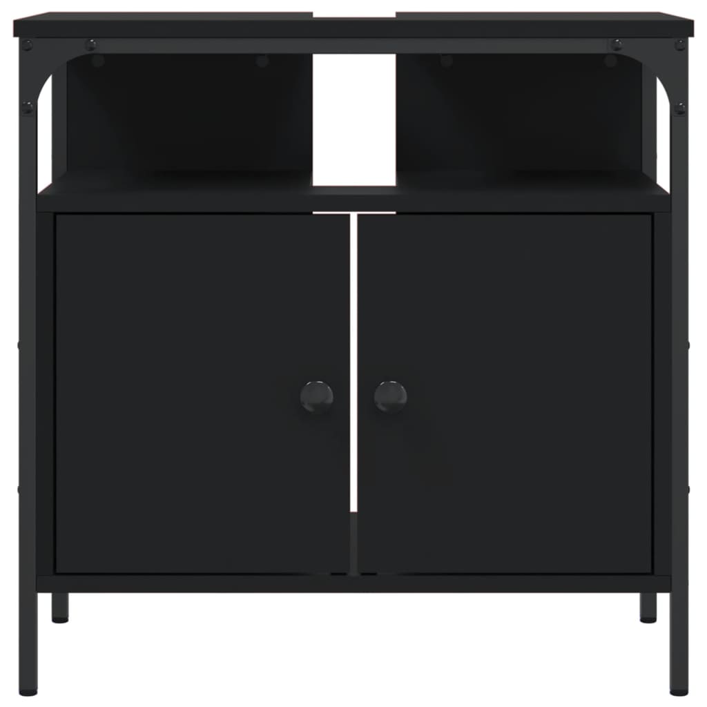 Washbasin Cabinet Black 60x30x60 cm Wood Material