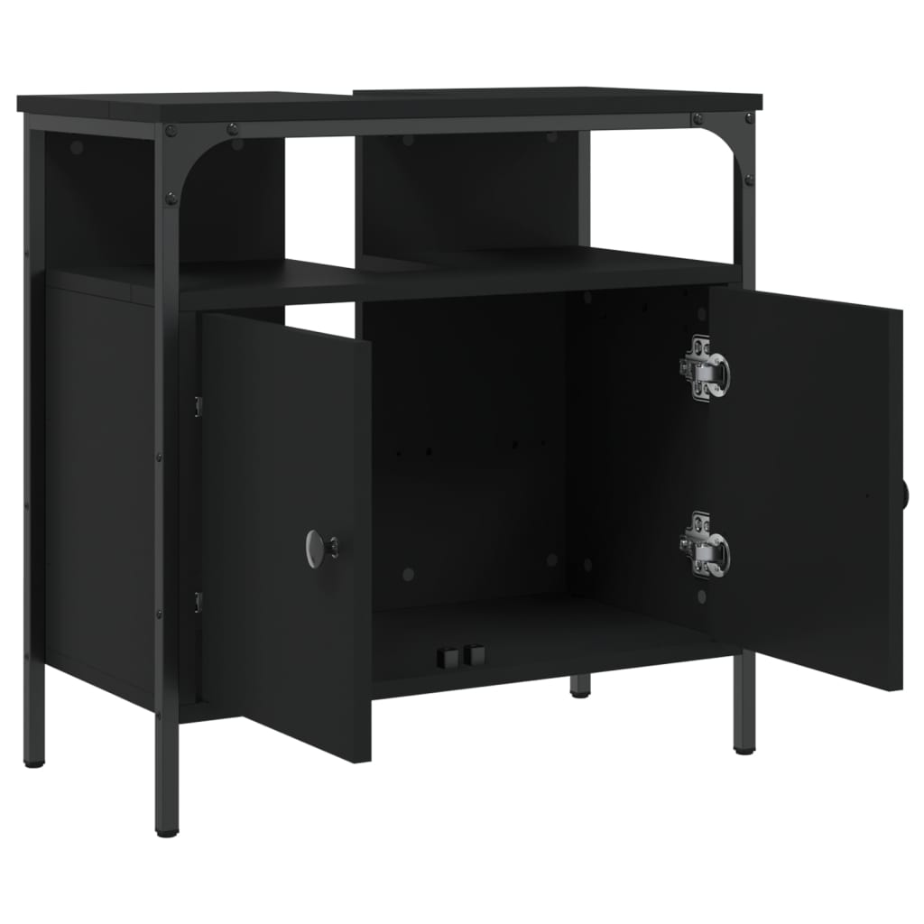 Washbasin Cabinet Black 60x30x60 cm Wood Material