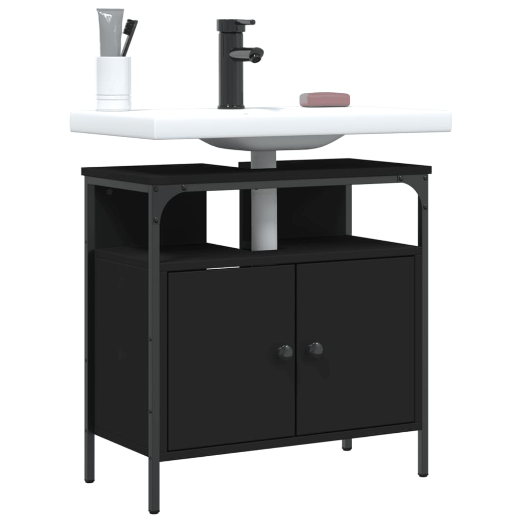 Washbasin Cabinet Black 60x30x60 cm Wood Material