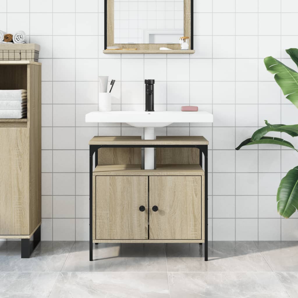Washbasin base cabinet Sonoma oak 60x30x60 cm wood material