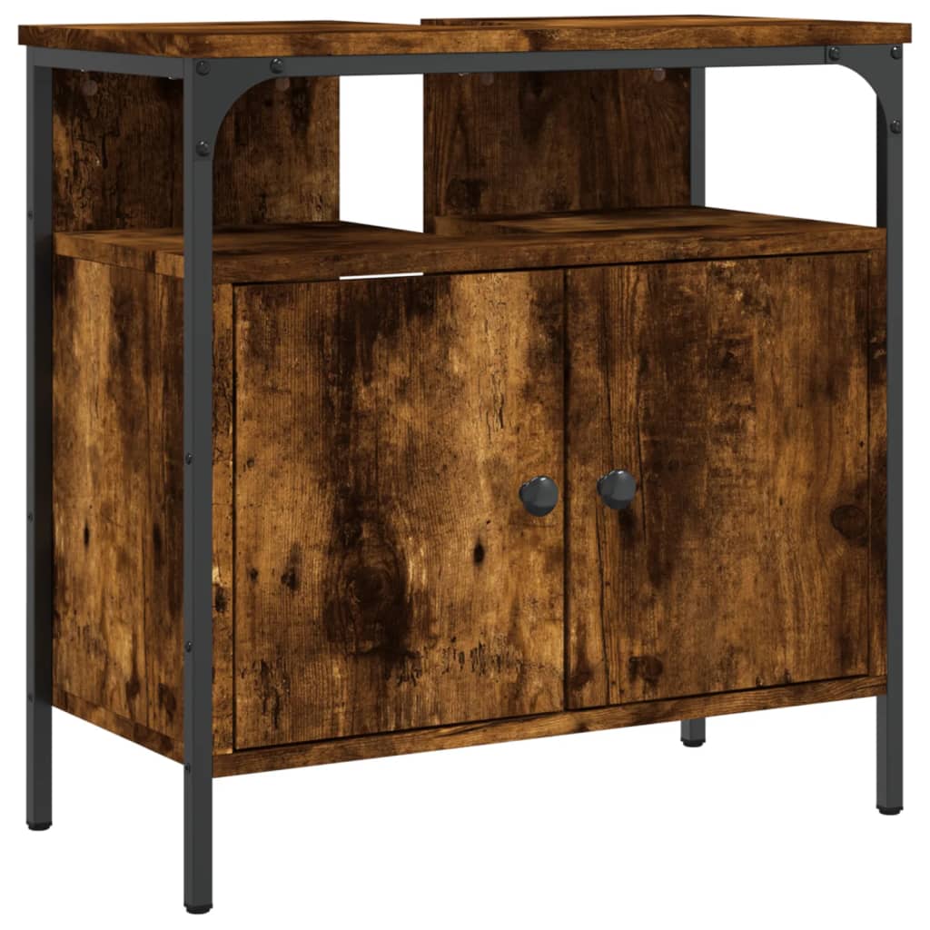 Washbasin base cabinet smoked oak 60x30x60 cm wood material