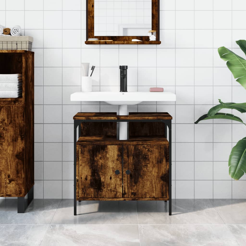 Washbasin base cabinet smoked oak 60x30x60 cm wood material