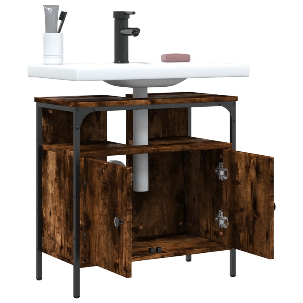 Washbasin base cabinet smoked oak 60x30x60 cm wood material
