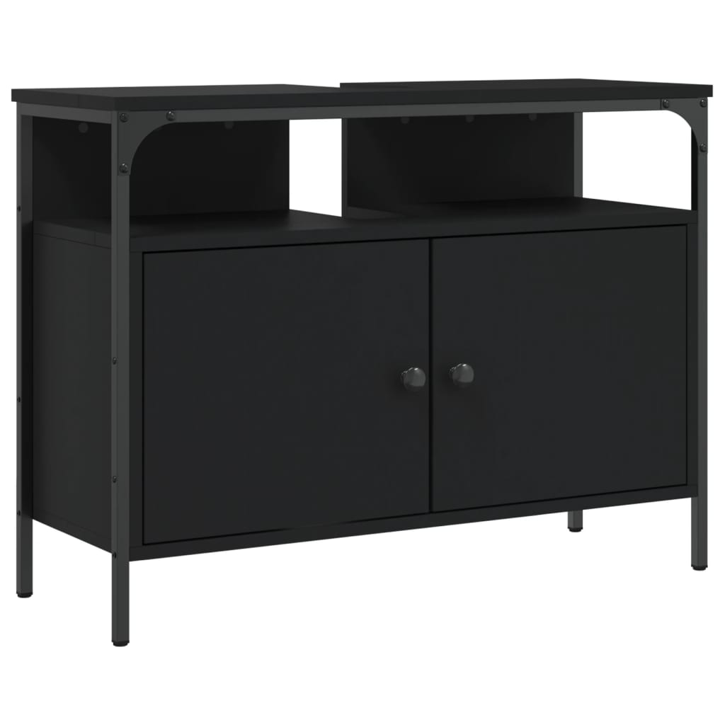 Washbasin Cabinet Black 80x30x60 cm Wood Material