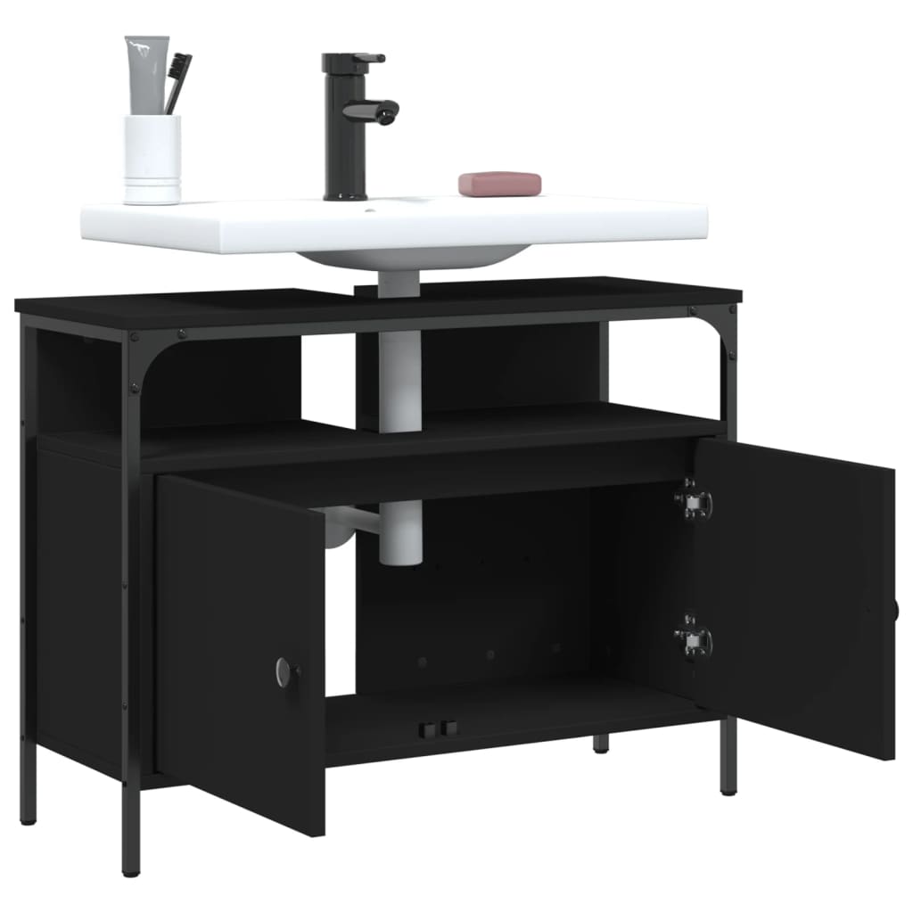 Washbasin Cabinet Black 80x30x60 cm Wood Material