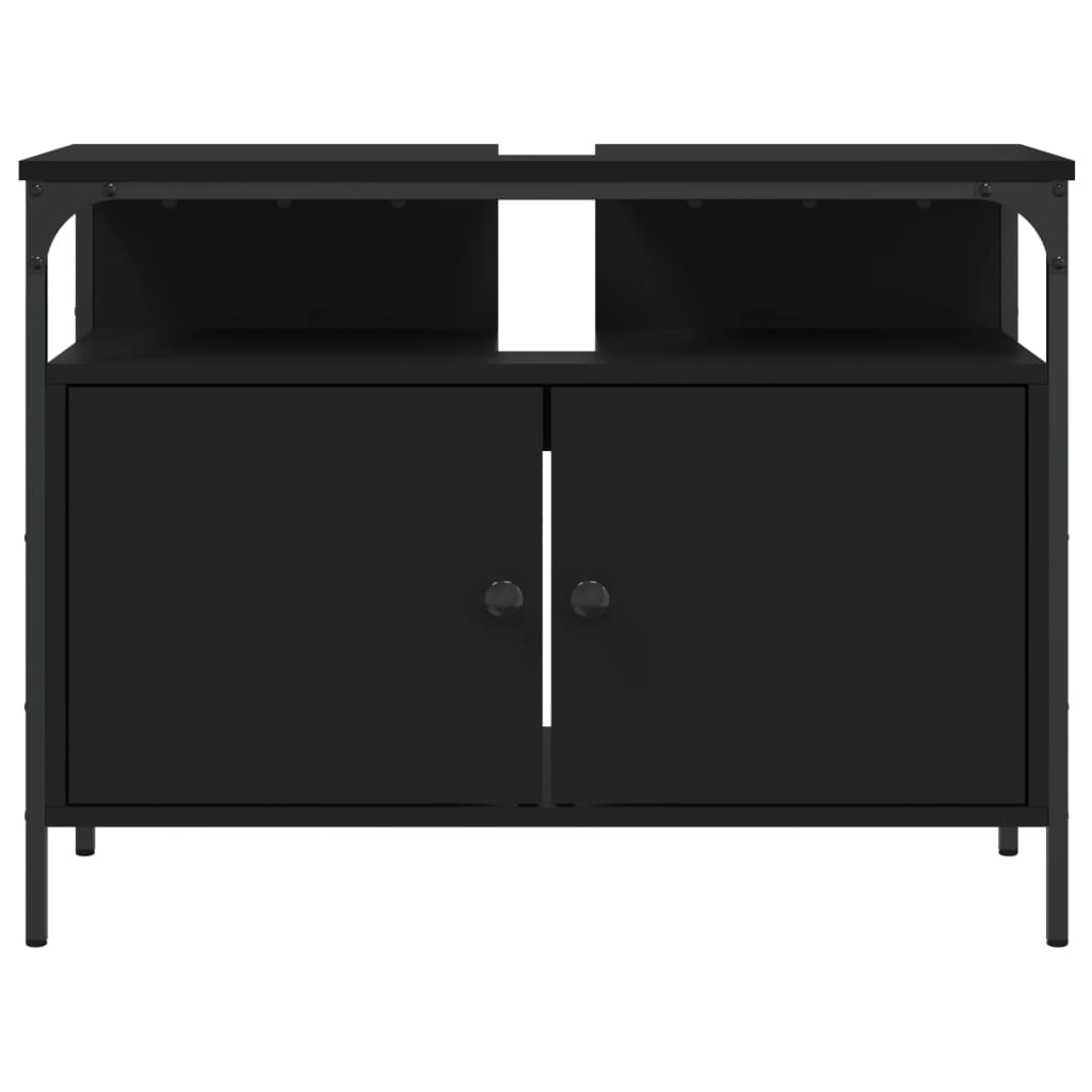 Washbasin Cabinet Black 80x30x60 cm Wood Material