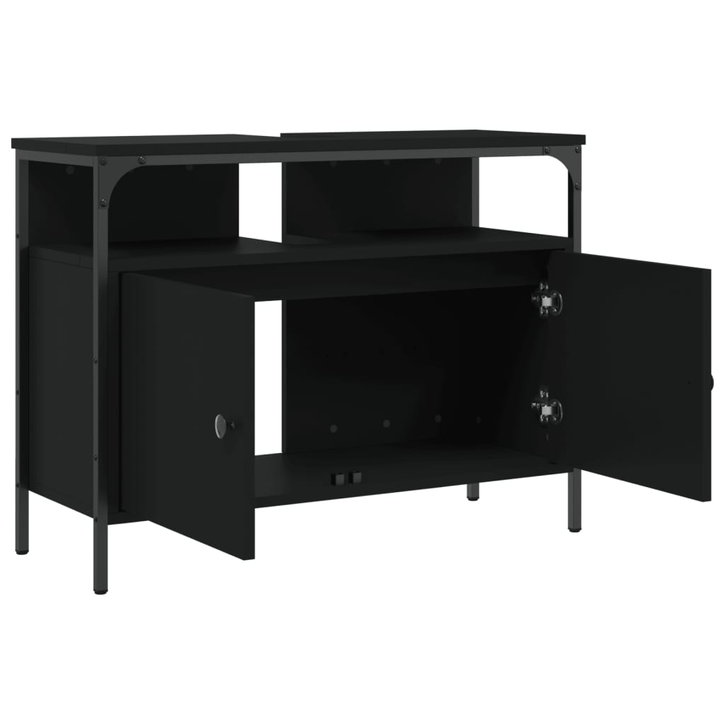Washbasin Cabinet Black 80x30x60 cm Wood Material
