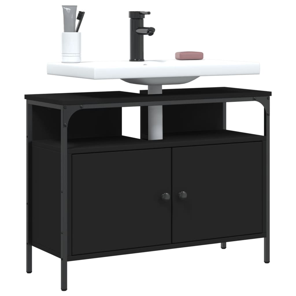 Washbasin Cabinet Black 80x30x60 cm Wood Material