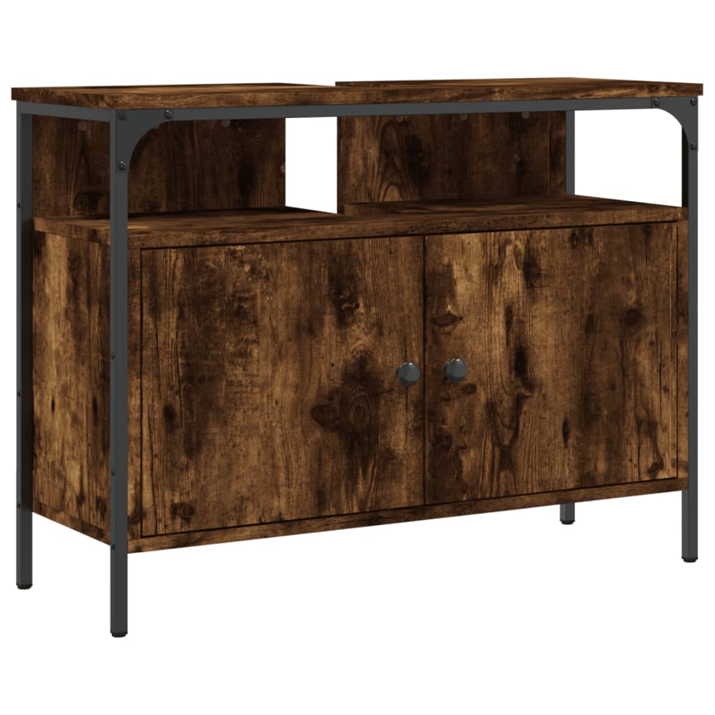 Washbasin base cabinet smoked oak 80x30x60 cm wood material